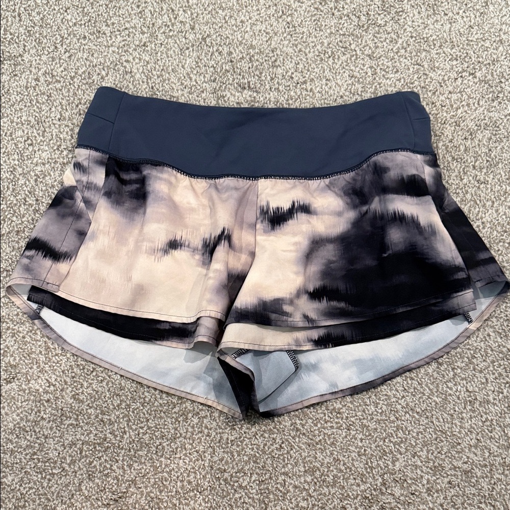 CALIA by Carrie Underwood Tie-Dye Athletic Shorts - Black and Cream